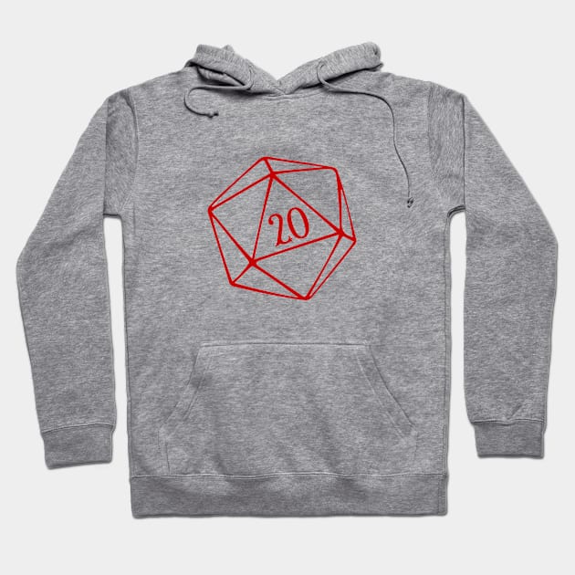 D20 Roleplaying Dice Dungeon Master RPG Red Hoodie by RetroGeek